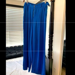 BCBG Royal Blue Silk wide leg pants